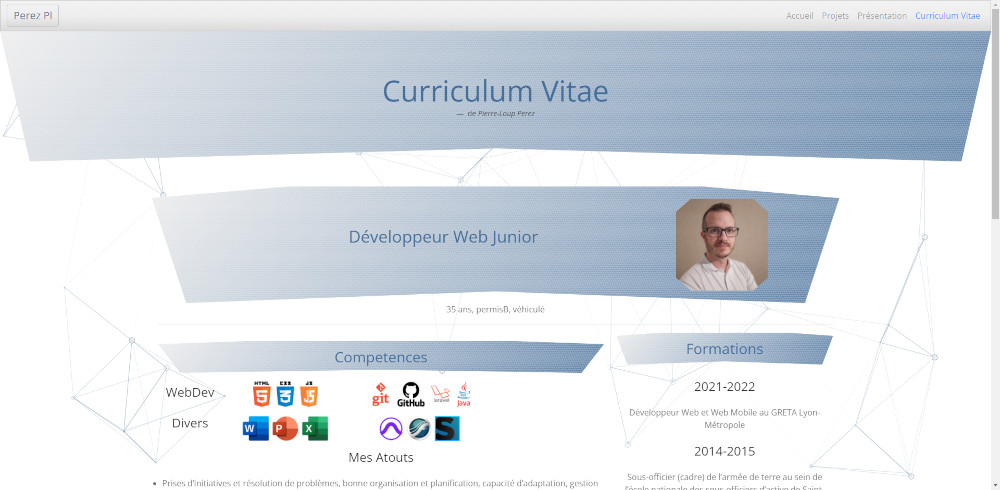 ecran CV portfolio